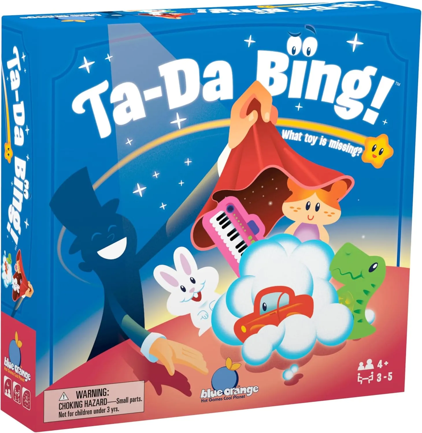 Blue Orange Tabletop Wooden Game, Magic Scarf and Toy Memory, for Preschool Kids Family, Skill Building and Shape Recognition, Ages 4 , Ta-Da Bing!