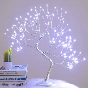 Bonsai Tree Light 108 LED Artificial Tree Lamp, Battery and USB Operated (White Glow Silver Branch)