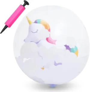 Botabee Beach Balls- Floating Beach Ball for Kids - Clear Inflatable Swim Balls with Unicorn Inside - Blow Up Swimming Pool Ball for Outdoor Water Party Games - Fun Summer Toys
