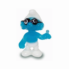 Brainy - Smurfs Collectible Miniature Glass Figurine in Tynies Collector's Frame