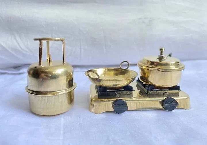 Brass Mini Miniature Kitchen Set Children Playing Cooking Set - Multi Color