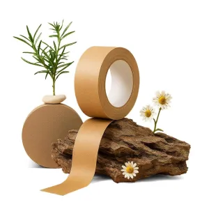 Brown Kraft Paper Packing Tape 2 inches x 58 Yards – 3 Packs | Writable, Hand-Tearable, Quiet | Eco-Friendly Heavy-Duty Gummed Tape for Packing, Shipping, Sealing, Masking & Labeling
