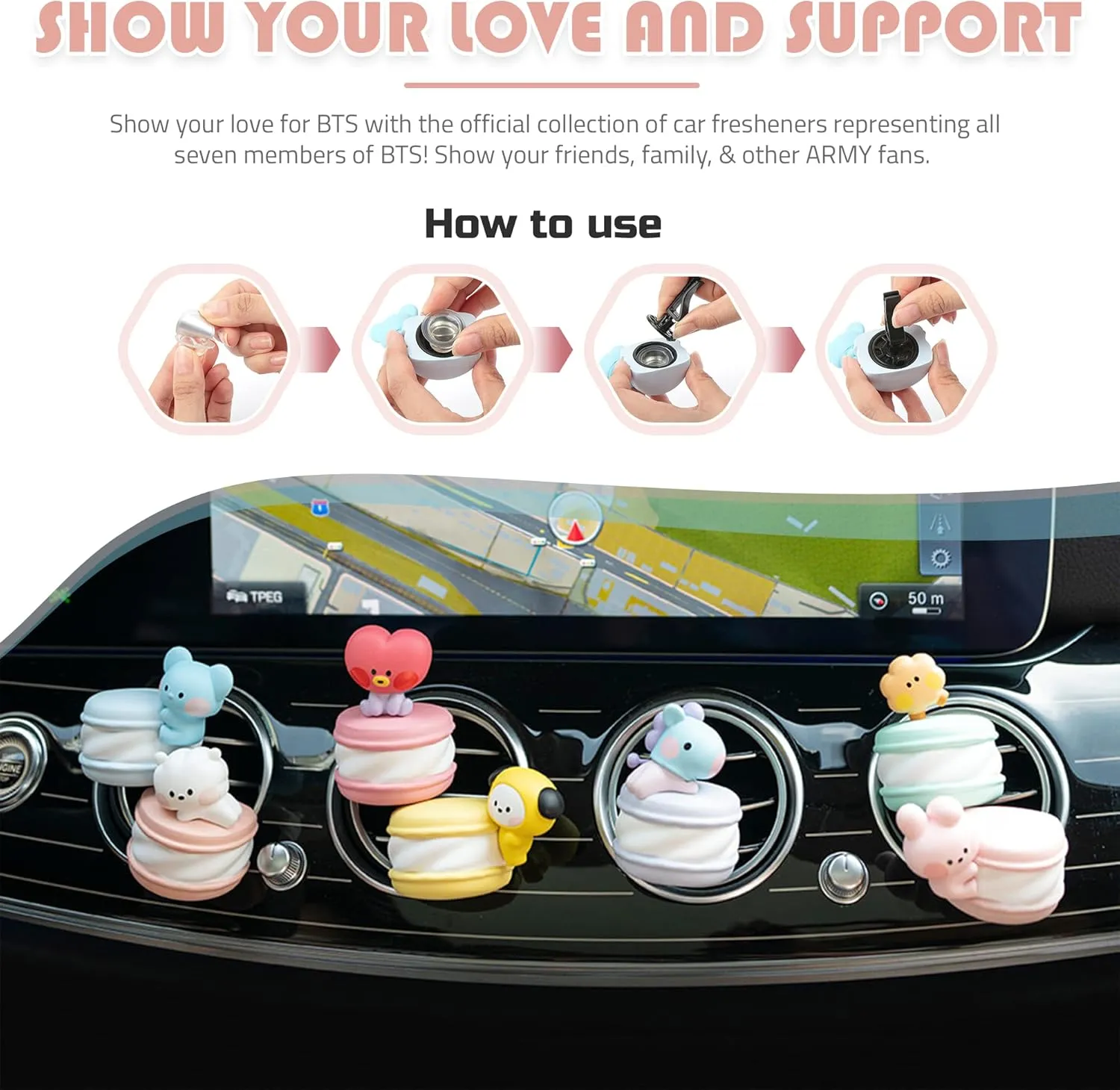 BTS Inspired Characters Car Air Fresheners, All Seven Characters With Their Own Cute Design, Cute and Compact Car Freshners (RJ)