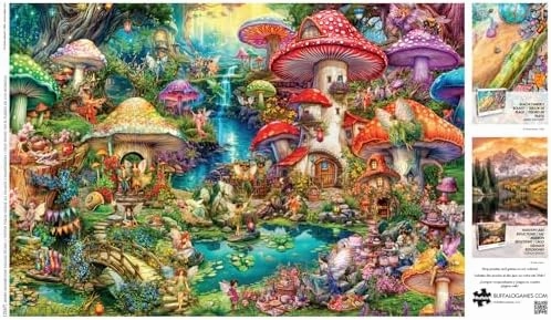 Buffalo Games - Aimee Stewart - Merry Mushroom Village Picnic - 2000 Piece Jigsaw Puzzle for Adults Challenging Puzzle Perfect for Game Nights - Finished Size is 38.50 x 26.50