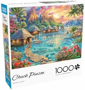 Buffalo Games - Chuck Pinson - Tropical Oasis - 1000 Piece Jigsaw Puzzle for Adults -Challenging Puzzle Perfect for Game Nights - Finished Size is 26.75 x 19.75