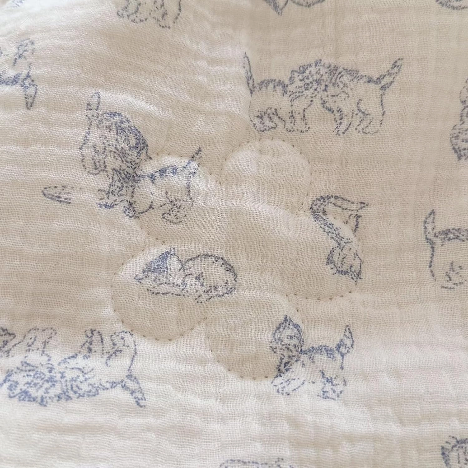 BuLuTu Baby Crib Quilt Cotton Muslin Toddler Blanket for Kids Boys Girls Soft Breathable Toddler Comforter Nursery Quilted Blankets with Lace Edges, 47x59 Inches, Kitty Patern, Machine Washable