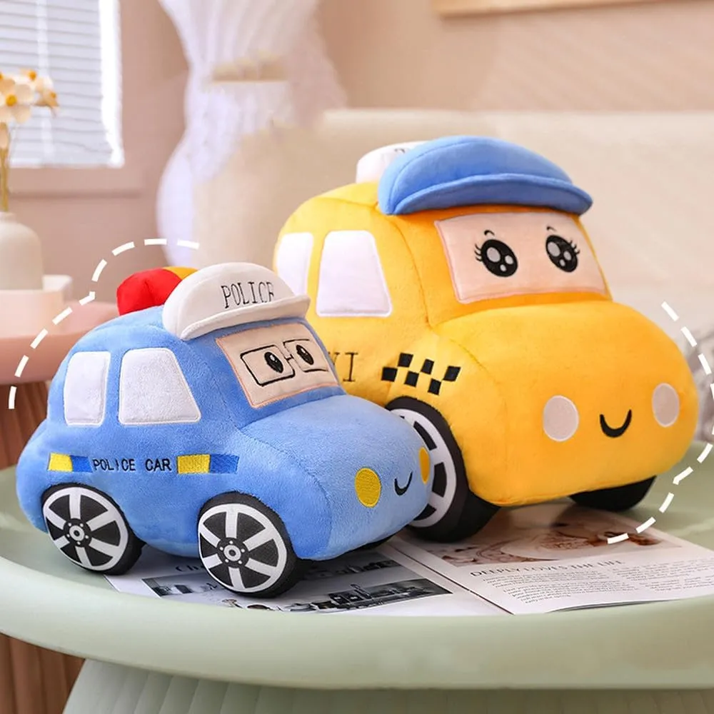 Bus Plush Toy car Plush Simulation School Bus Cute Cartoon Pillow Stuffed Van car Cushion Plush car Gift Cushion Children's Birthday Party Gift (11X7X6Inch) (Police car)