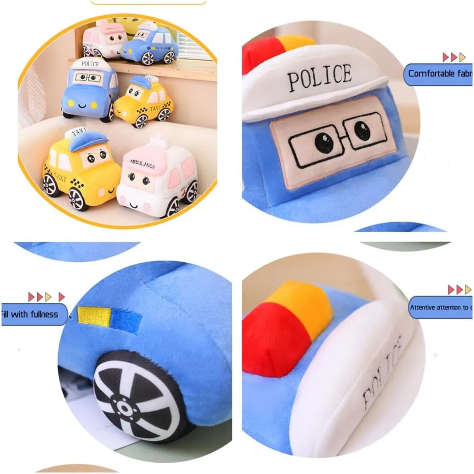 Bus Plush Toy car Plush Simulation School Bus Cute Cartoon Pillow Stuffed Van car Cushion Plush car Gift Cushion Children's Birthday Party Gift (11X7X6Inch) (Police car)