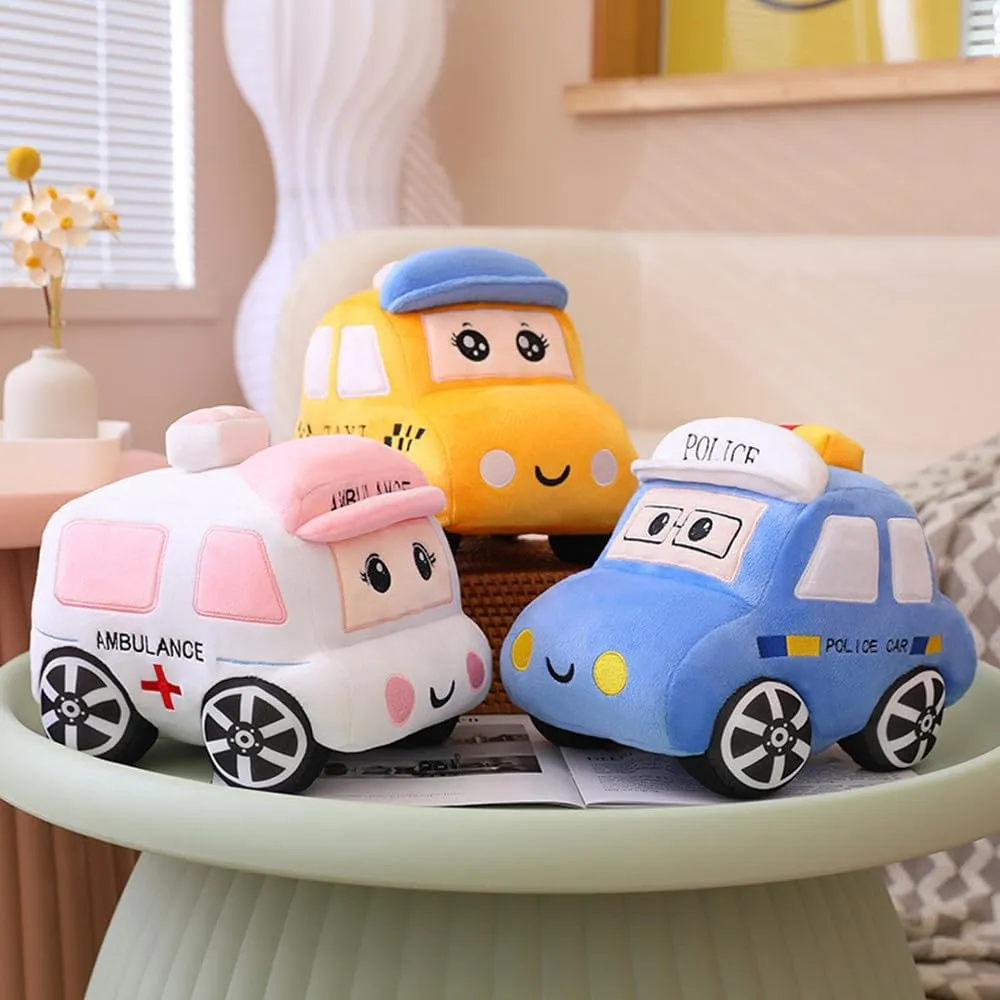 Bus Plush Toy car Plush Simulation School Bus Cute Cartoon Pillow Stuffed Van car Cushion Plush car Gift Cushion Children's Birthday Party Gift (11X7X6Inch) (Police car)