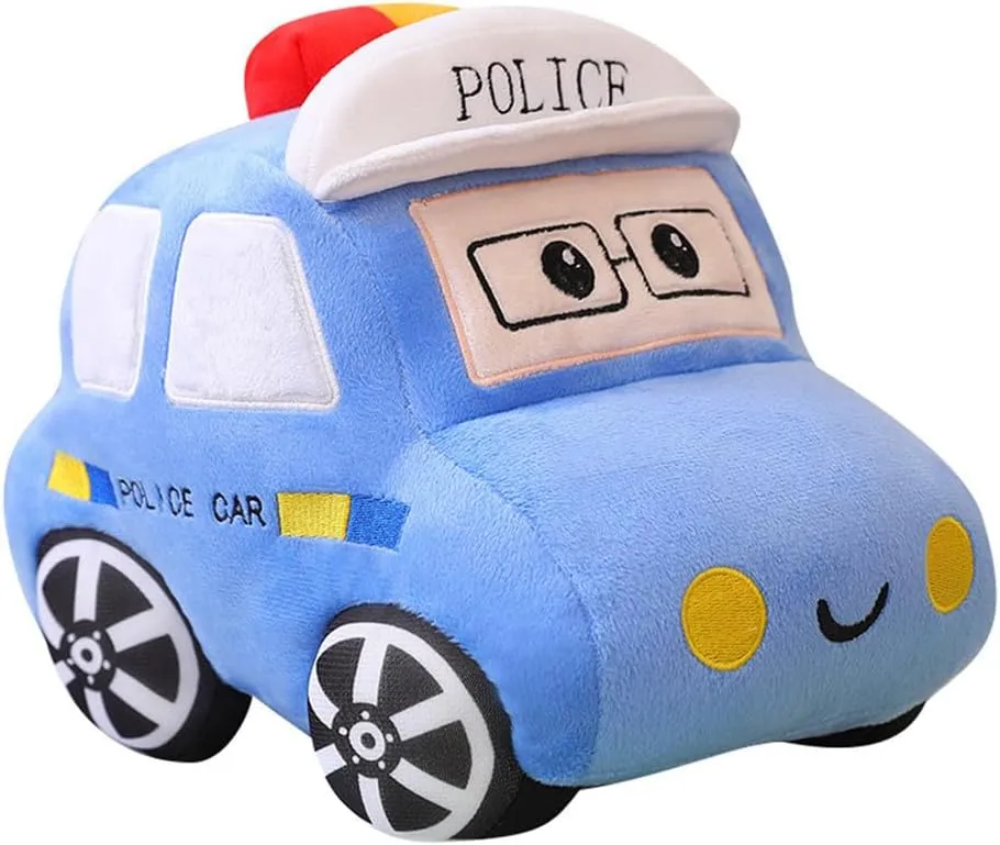Bus Plush Toy car Plush Simulation School Bus Cute Cartoon Pillow Stuffed Van car Cushion Plush car Gift Cushion Children's Birthday Party Gift (11X7X6Inch) (Police car)