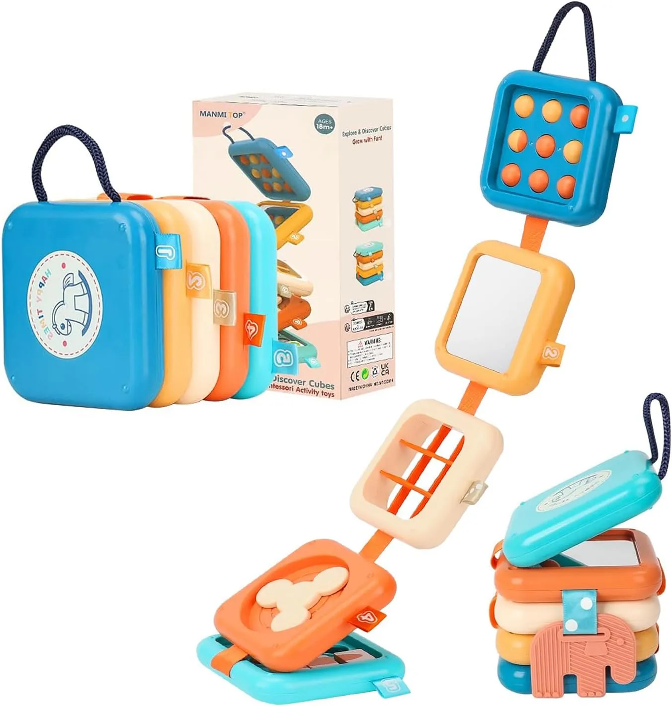 Busy Board for 1 2 3 Year Old - Montessori Travel Toy with Fine Motor Activities, Busy Cube Sensory Learning for Toddlers 1-3 - Perfect Baby Boy Girl Gift & Airplane Car Activity