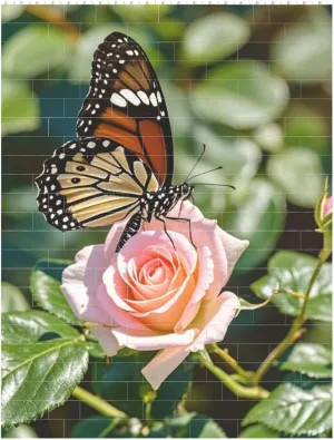Butterfly and Rose Building Block Puzzle Personalized Building Bricks for Adults Square Shaped Block Puzzle Building Valentine's Day Gifts for Home Decor Brick Puzzle