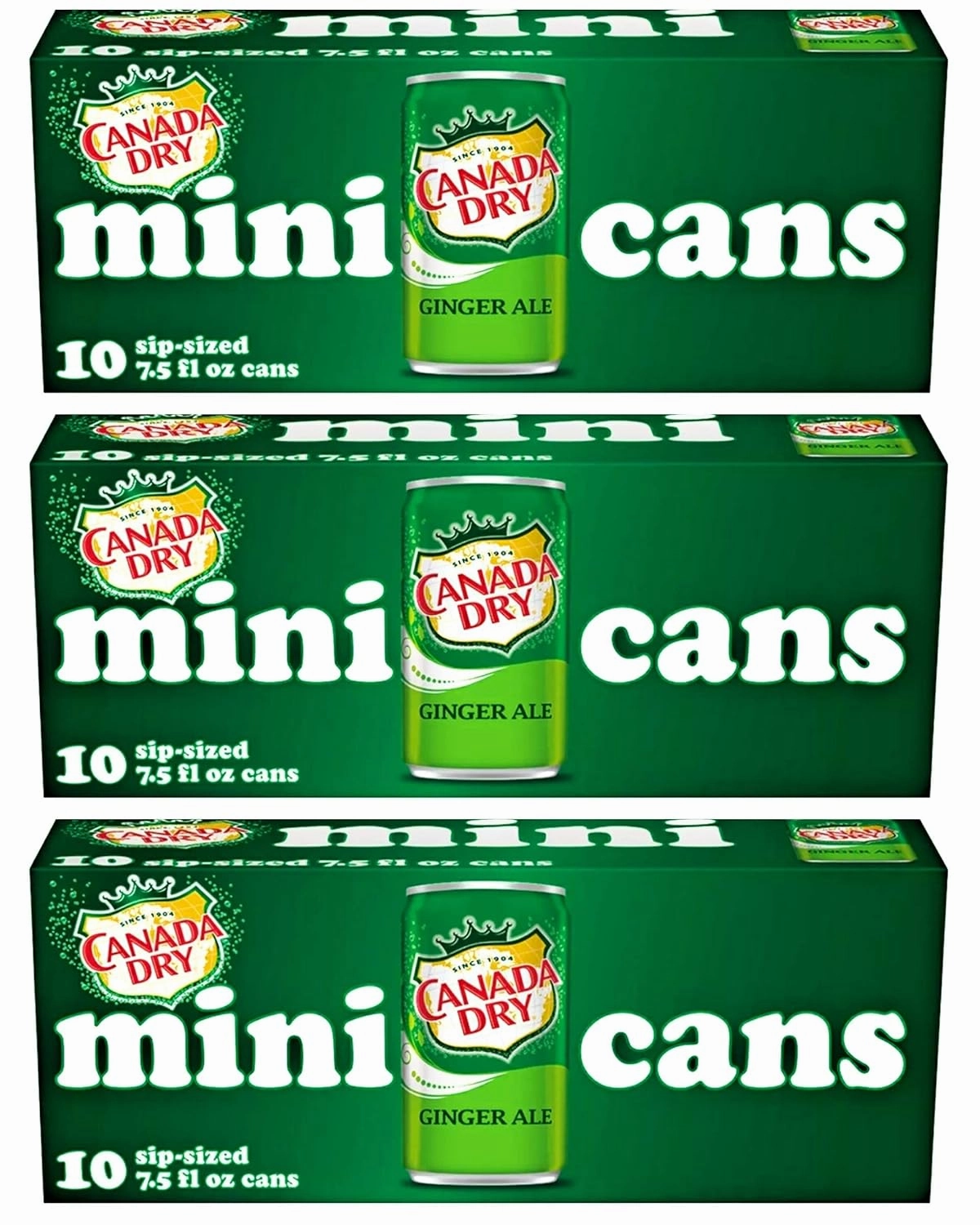Canada Dry Ginger Ale - 10pk/7.5 fl oz Mini Cans, total 30 cans - SET OF 10