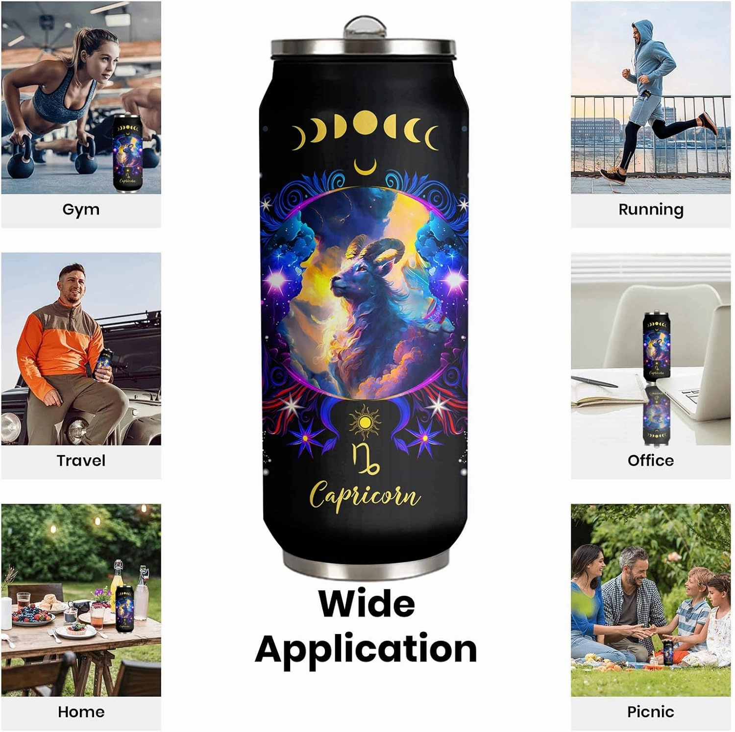 Capricorn Constellation Tumbler - Zodiac Stainless Steel Cup for Men Women - Astrology Fans Birthday Gift With Straw Lid - 17 Oz Coffee Mug Car Cup