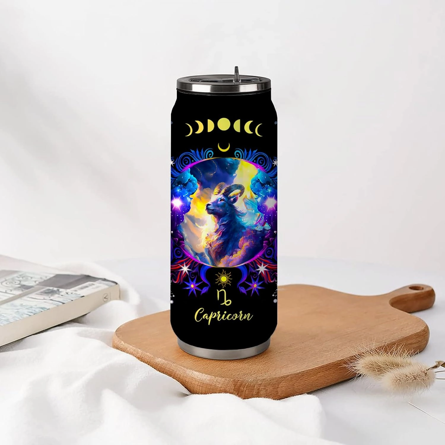 Capricorn Constellation Tumbler - Zodiac Stainless Steel Cup for Men Women - Astrology Fans Birthday Gift With Straw Lid - 17 Oz Coffee Mug Car Cup