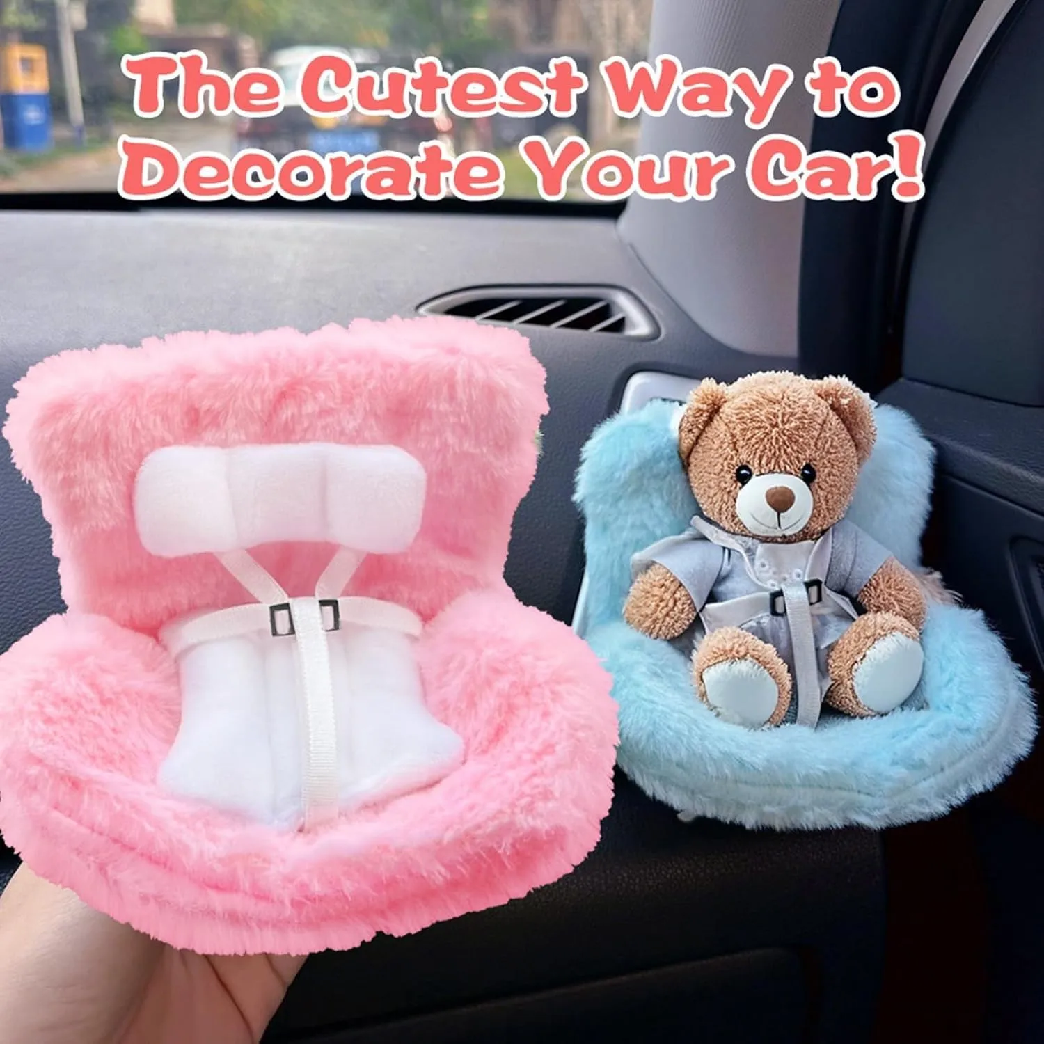 Car Decoration Accessories for Dolls, Car Air Vent Safety Seat, Perfect for Car Decoration and Display, Plush Doll Sofa (G-1)