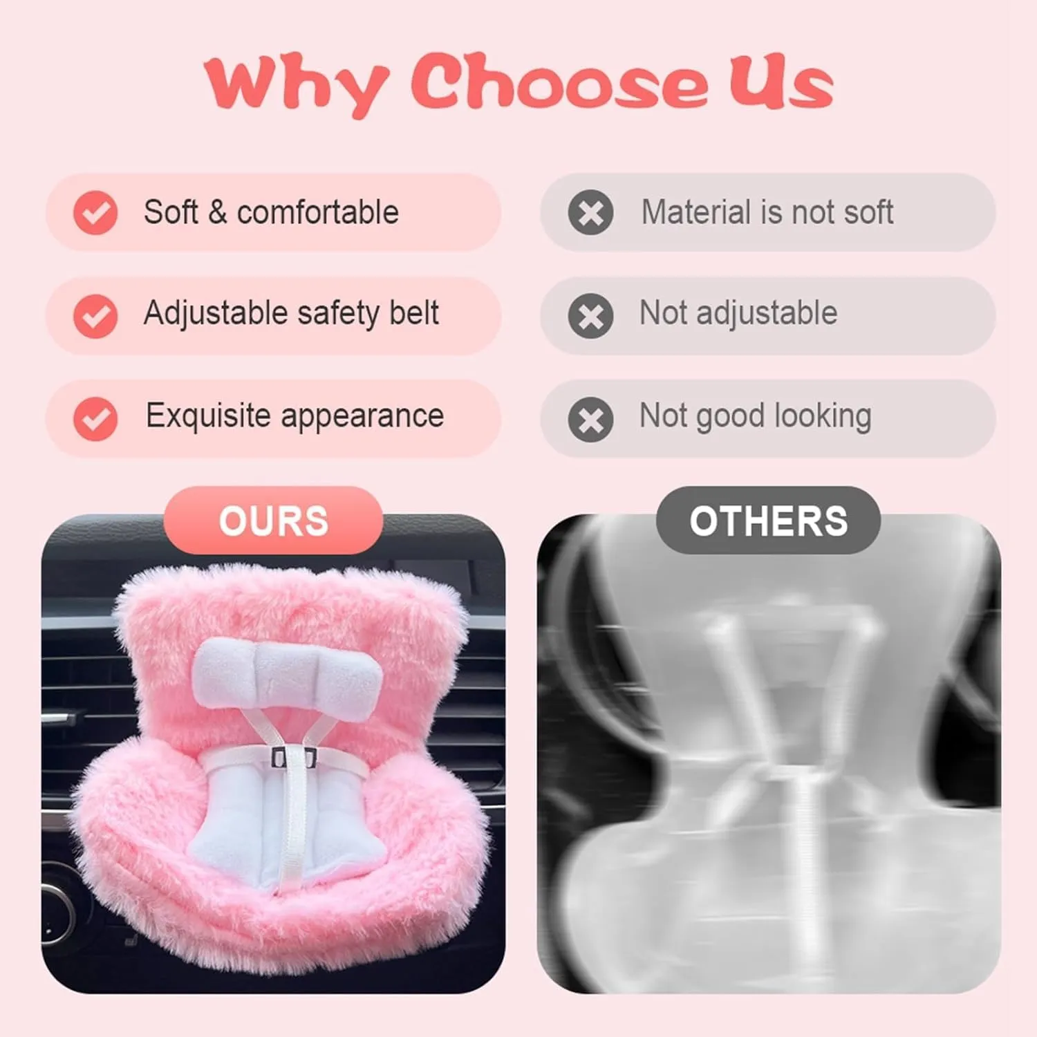 Car Decoration Accessories for Dolls, Car Air Vent Safety Seat, Perfect for Car Decoration and Display, Plush Doll Sofa (G-1)