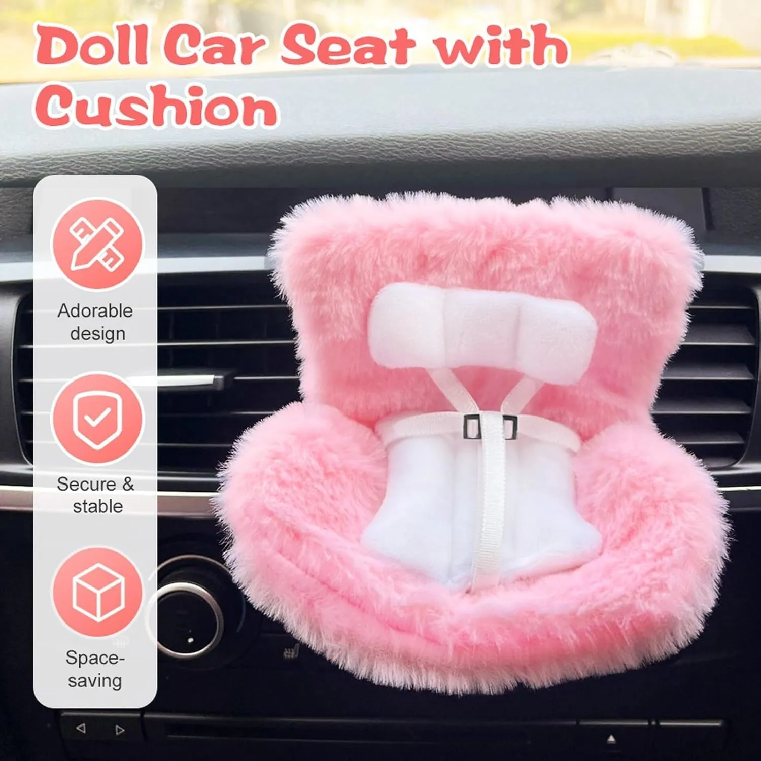 Car Decoration Accessories for Dolls, Car Air Vent Safety Seat, Perfect for Car Decoration and Display, Plush Doll Sofa (G-1)