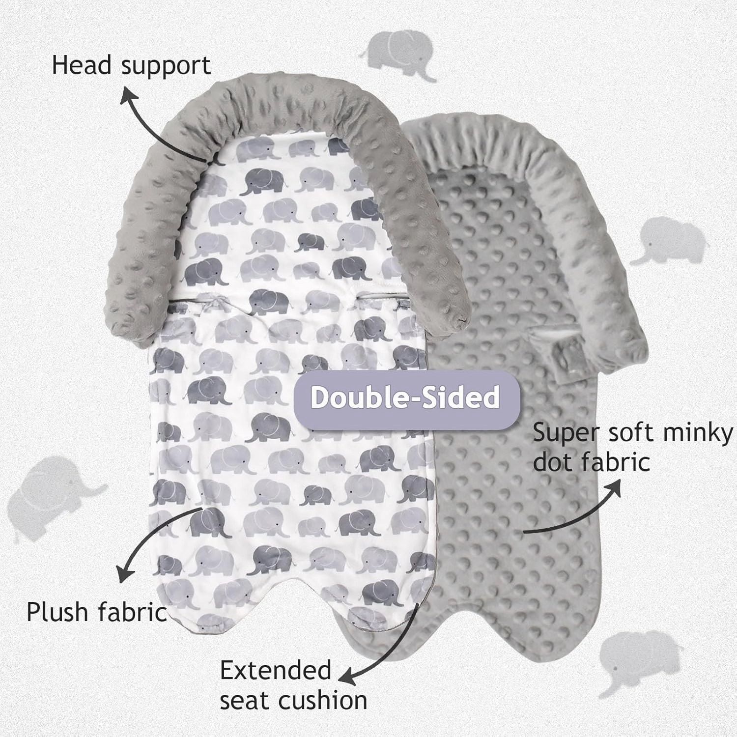 Car Seat Head Support Baby & Car Seat Strap Covers, Infant Car Seat Insert for Newborn Girls Boys, Extra Soft Carseat Cushion for Carseats, Strollers, Swings