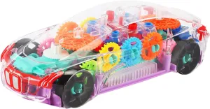 Cartoon Electric Vehicle Toy with Lights and Music Transparent Gear for Boy Girl Educational Fun Toy for Boys and Girls Promotes Creativity and Coordination
