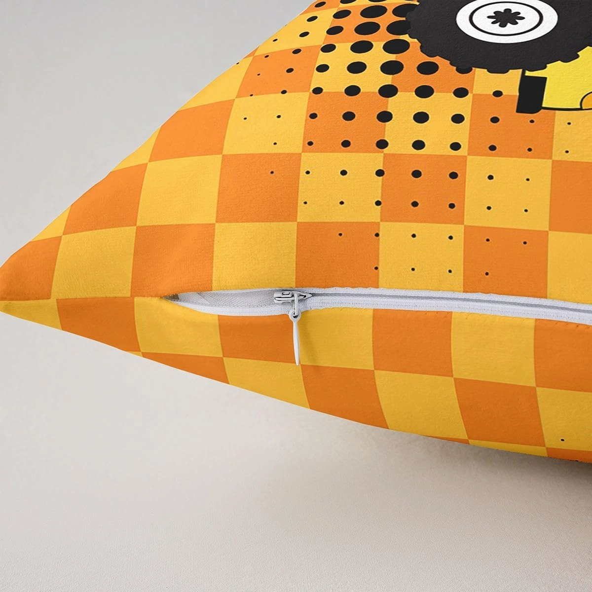 Cartoon Truck Kids Throw Pillow Cover Cute Equipment Truck Vehicle Decor Cushion Cover for Boys Girls Teens Orange Yellow Grid Hippie Graffiti Cushion Case for Bedroom Sofa 24x24 Inch