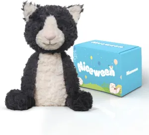 Cat Stuffed Animal Cute Black Cat Plush Toy Soft and Cuddly Stuffed Cat Plushies Doll Gifts for Girls Boys Adults