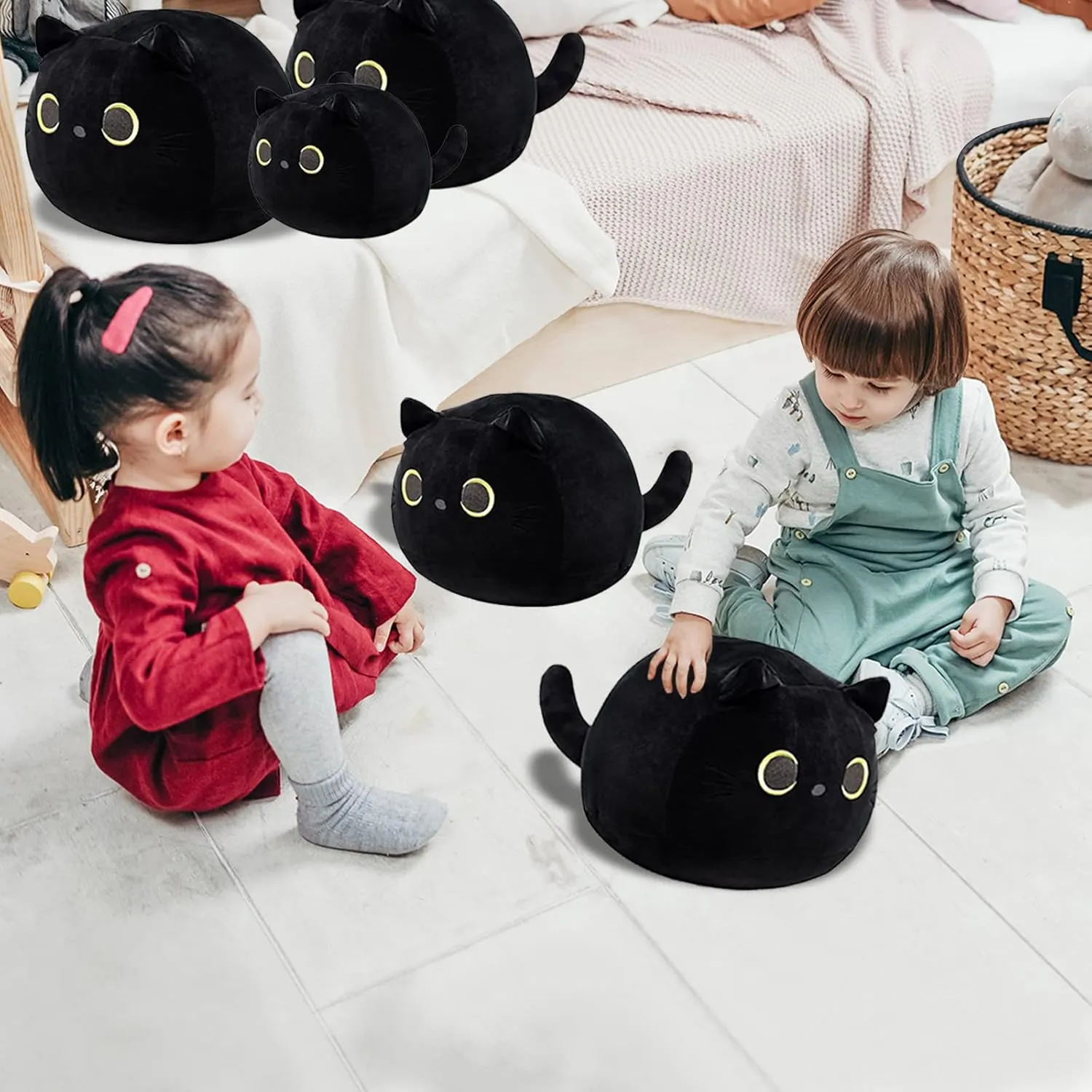 Cat Stuffed Animal Toy Pillow, Soft Plush Pillow, Black Cat Plush Toy, Gifts for Boys Girls Kids (50cm/19.6in)