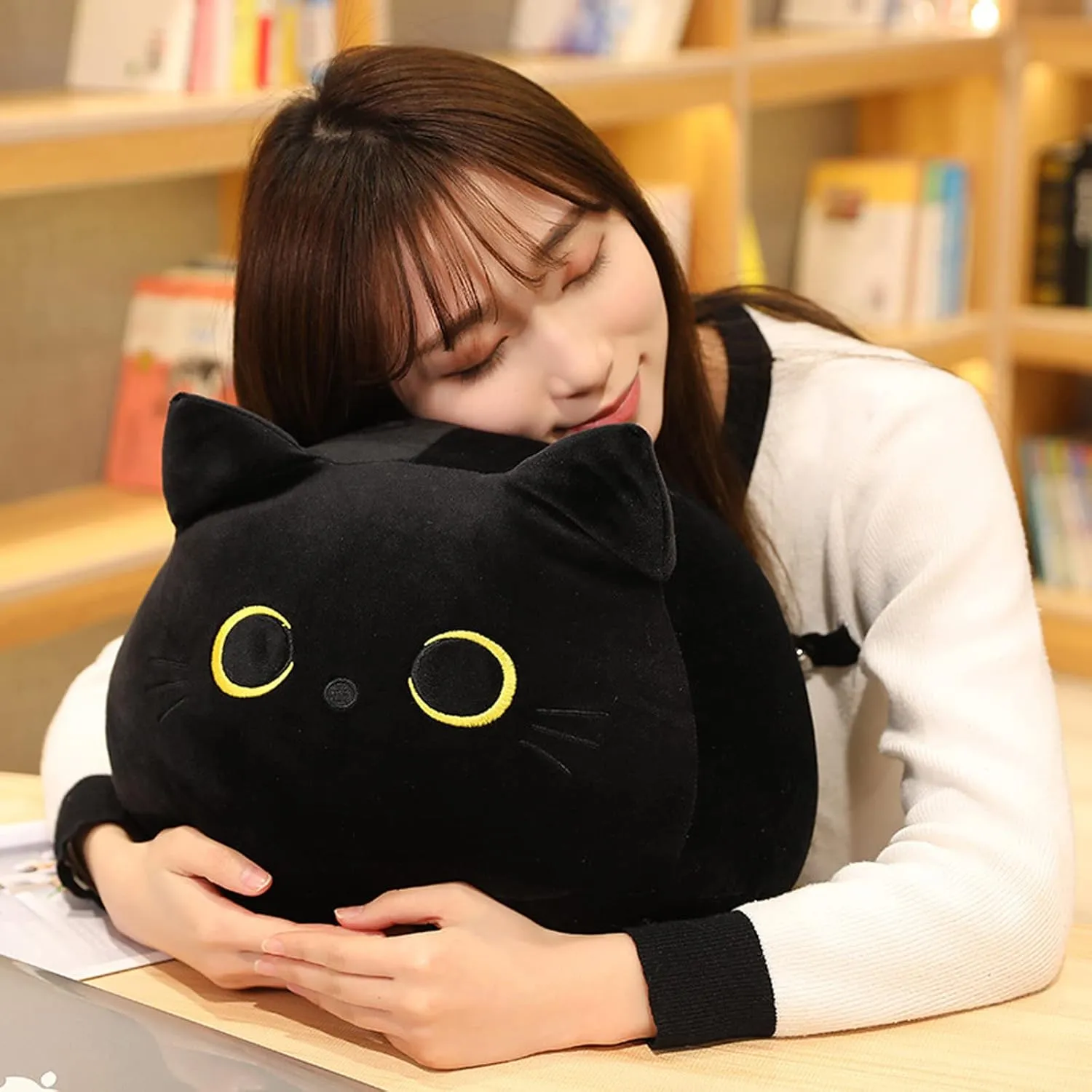 Cat Stuffed Animal Toy Pillow, Soft Plush Pillow, Black Cat Plush Toy, Gifts for Boys Girls Kids (50cm/19.6in)