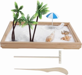 CDQL Ocean Sand Tray Decoration, Mini Beach Zen Sand Garden Box Decor Set, Beach Zen Garden Accessories Kit, Sandbox Decor Tools, Office Stress Relief Toys
