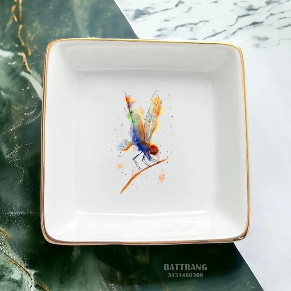 Ceramic Custom Dragonfly Jewelry Dish - Dragonfly Gifts for Women, Mom, Sister or Bestie