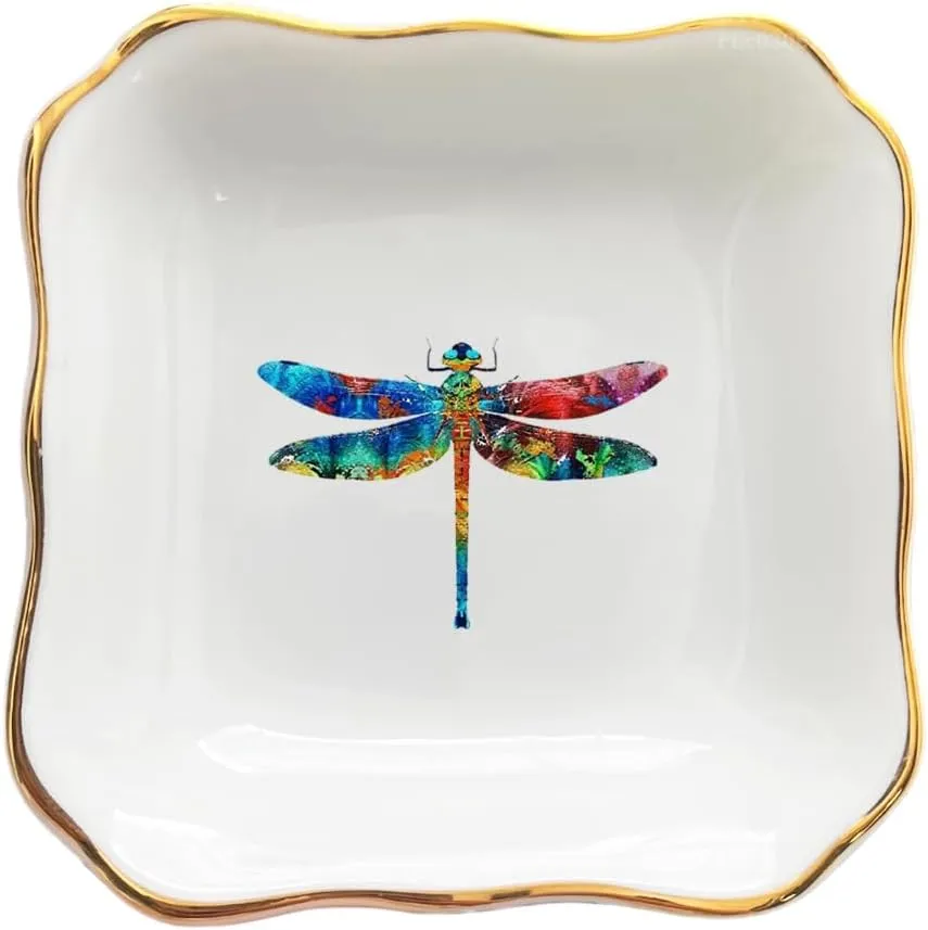 Ceramic Custom Dragonfly Jewelry Dish - Dragonfly Gifts for Women, Mom, Sister or Bestie