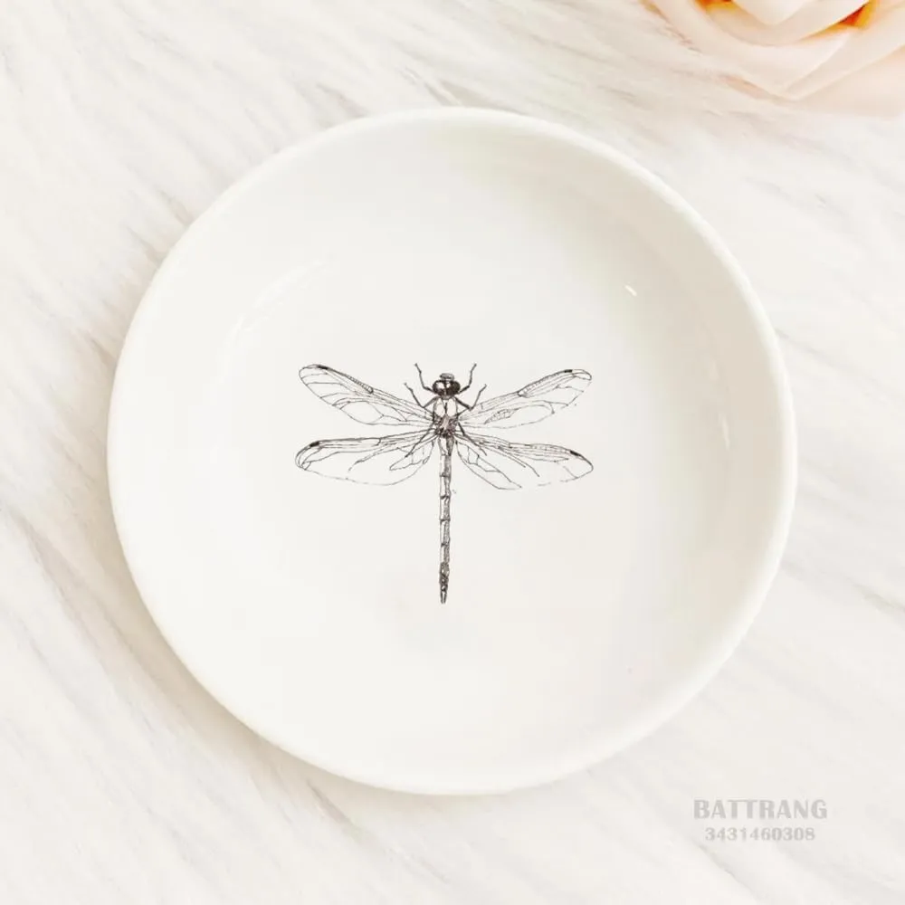Ceramic Custom Dragonfly Jewelry Dish - Dragonfly Gifts for Women, Mom, Sister or Bestie