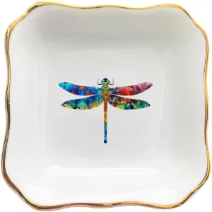 Ceramic Custom Dragonfly Jewelry Dish - Dragonfly Gifts for Women, Mom, Sister or Bestie