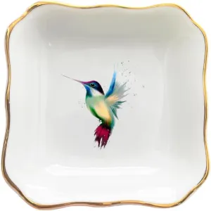 Ceramic Hummingbird Jewelry Holder, Hummingbird Gifts for Women, Dragonfly Dish, Bird Ring Holder, Butterfly Dishes, Gift for Mom, Daughter, Sister, Friend (Red Hummingbird)