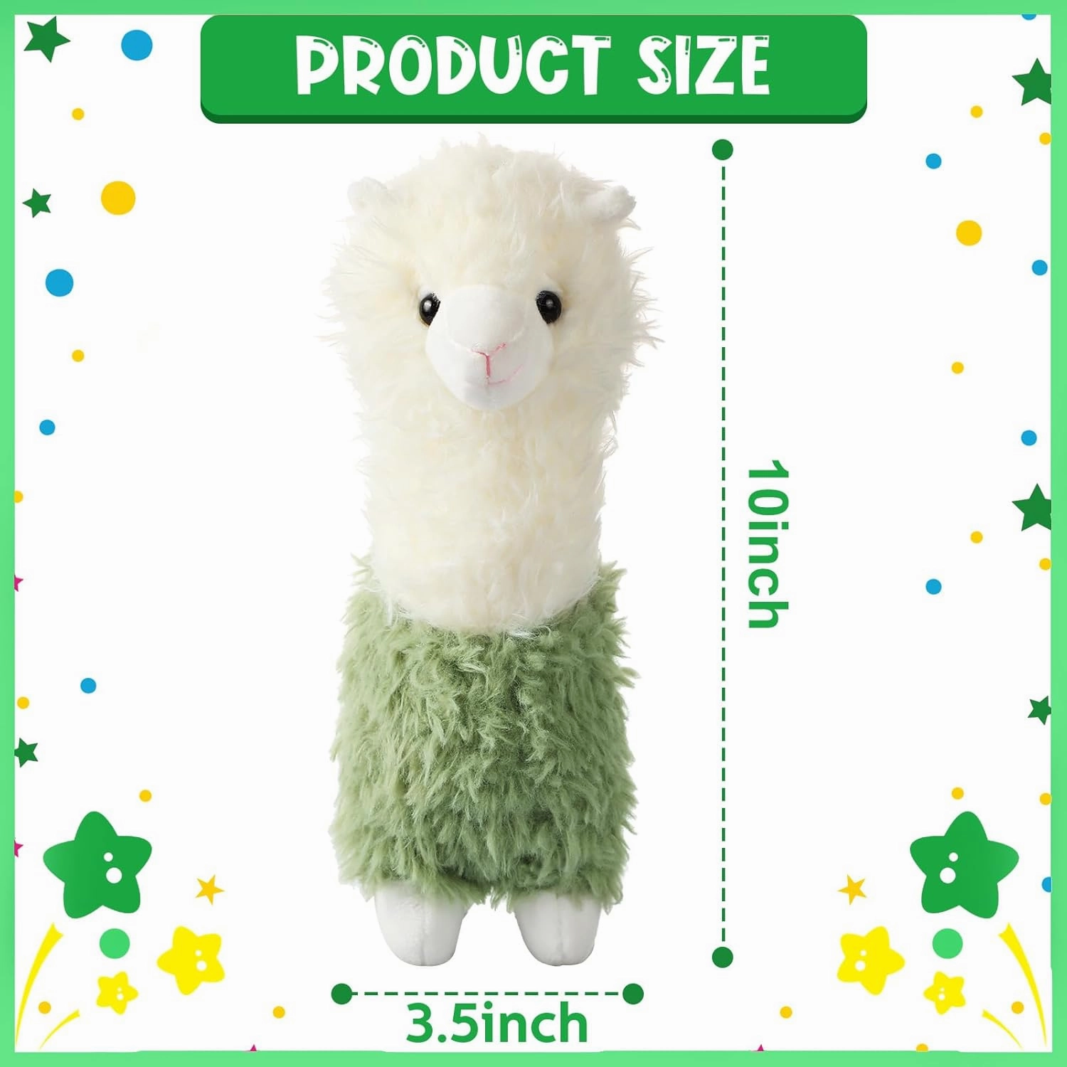 Chalyna 2 Pieces Llama Stuffed Animal 10 Inches Cute Llama Alpaca Plush Toy Easter Gifts for Baby Shower Girls Boys Birthday Home Wedding Party Decorations(White, Green)