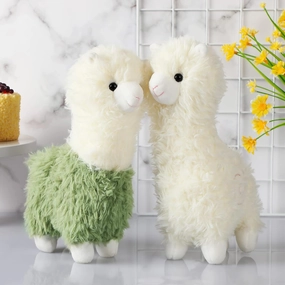 Chalyna 2 Pieces Llama Stuffed Animal 10 Inches Cute Llama Alpaca Plush Toy Easter Gifts for Baby Shower Girls Boys Birthday Home Wedding Party Decorations(White, Green)