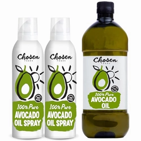 Chosen Foods 100% Pure Avocado Oil 1.75lt Bottle   13.5oz Spray 2-Pack, Keto and Paleo Diet Friendly, Kosher Cooking Spray for Baking, High-Heat Cooking and Frying