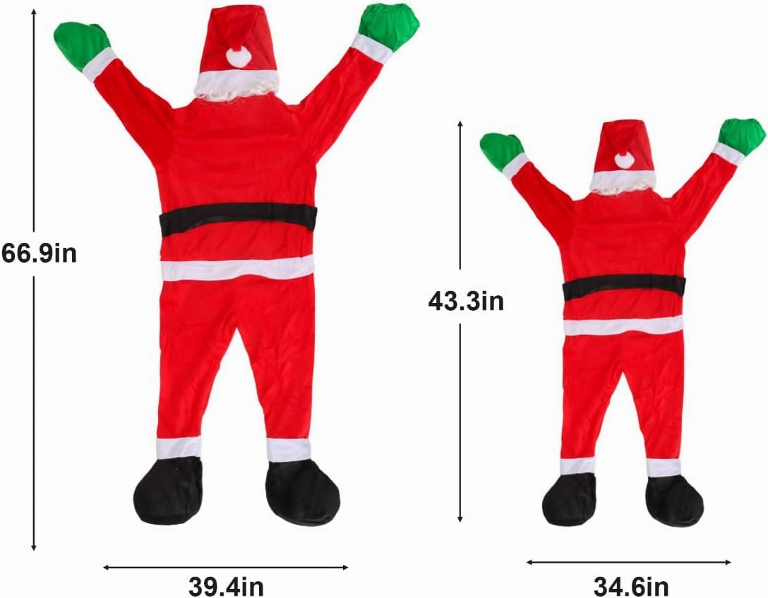 Christmas Hanging Santa Decoration Climbing Santa Claus Climbing Hanging Santa Claus Suit Indoor Outdoor Christmas Ornaments Christmas Decor for Gutter/Roof/Chimney/Window/Car/Christmas Tree (3.6 FT)