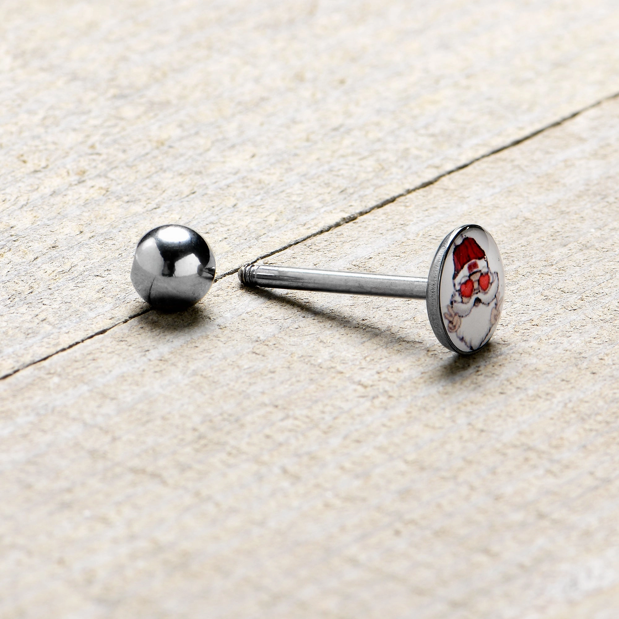Christmas Peace Love Santa Barbell Tongue Ring