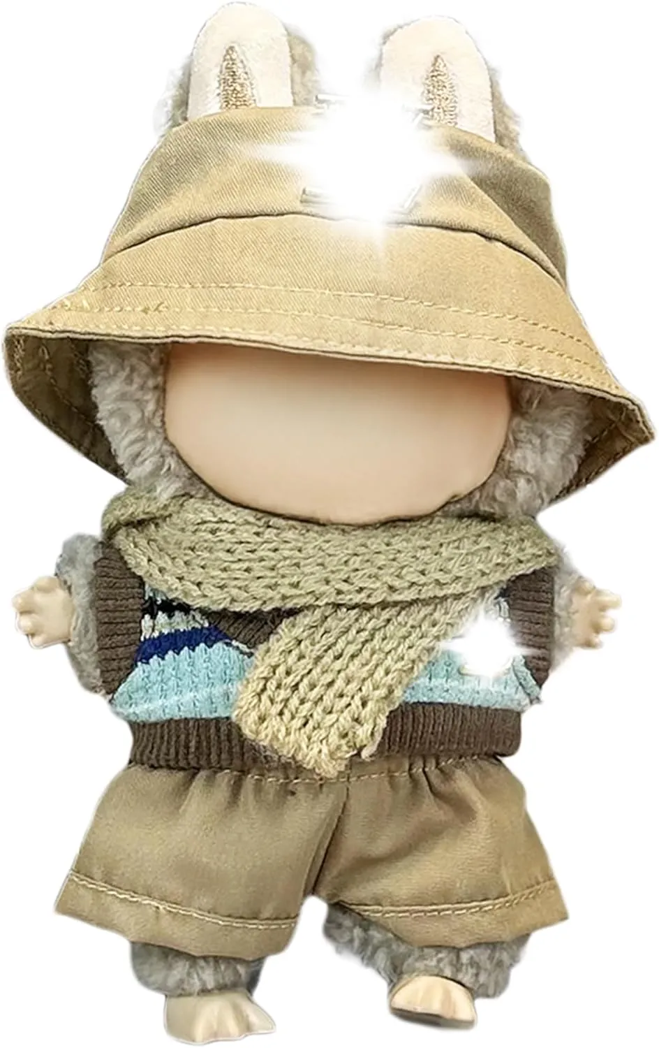 Clothes Fit for LABUBU Doll, Fashion Doll Clothes Outfit Set Cute Theme Designer Toys Dress Accessories for Collector Fans Display (Gold V Khaki)
