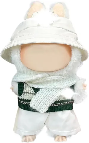 Clothes Fit for LABUBU Doll, Fashion Doll Clothes Outfit Set Cute Theme Designer Toys Dress Accessories for Collector Fans Display (Gold V White)