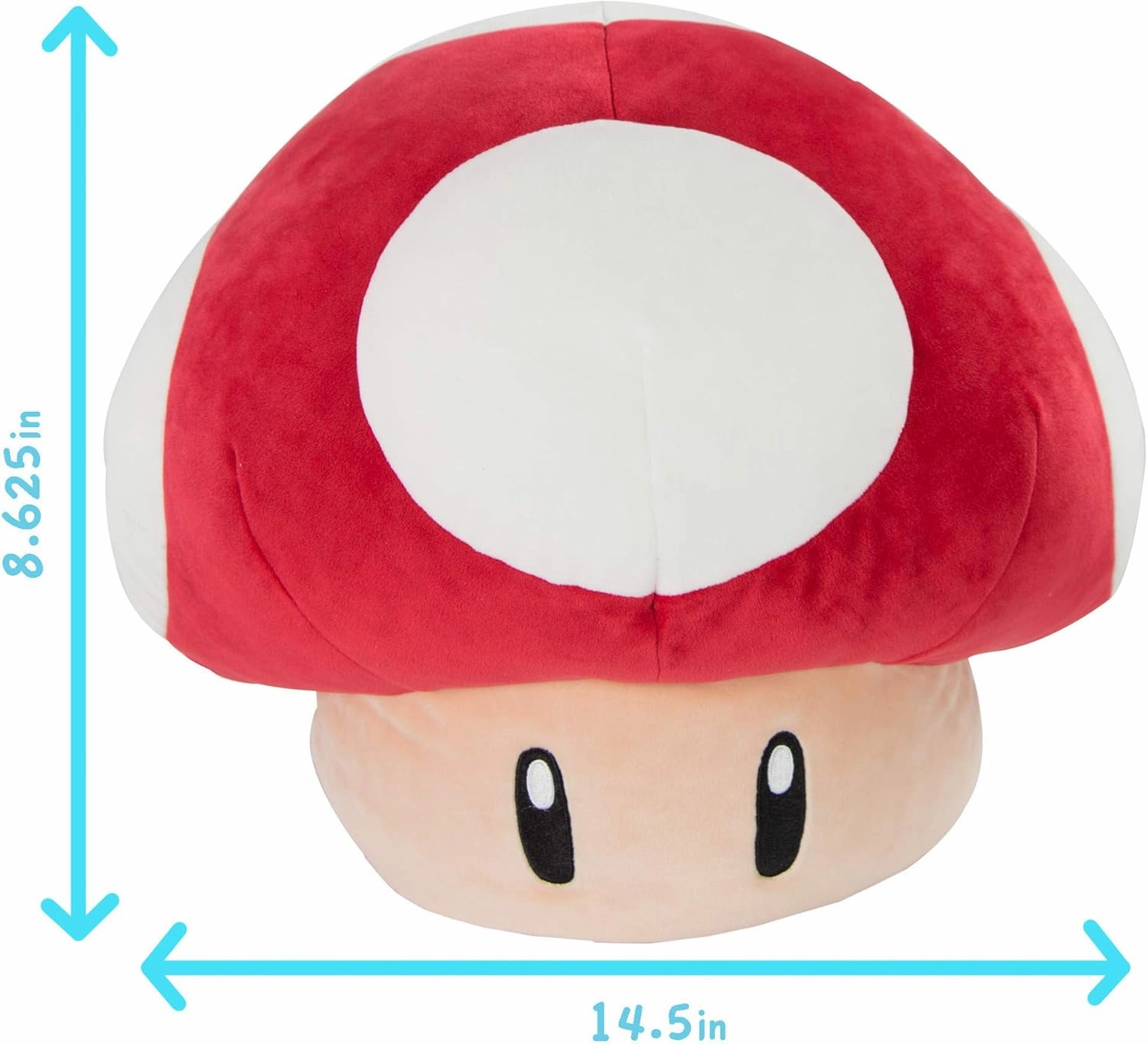 Club Mocchi-Mocchi- Mario Kart Plush - Red Mushroom Plushie - Squishy Mario Toys and Cute Stuffed Animals - Gaming Room Decor - Video Game Collectibles - 15 Inch