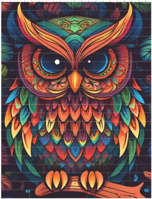 Color Owl Pattern Building Block Puzzle Personalized Building Bricks for Adults Square Shaped Block Puzzle Building Brick Block Puzzles Valentine's Day Gifts for Home Decor Brick Puzzle