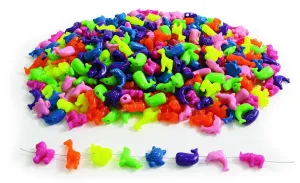 Colorations Jumbo Plastic Animal Beads for Kids, Assorted Bright Colors, 1 Pound, 1 inch, Resealable Bag, Accent Bead, Learning, Arts & Crafts, Kids, Stringing, Motor Skills
