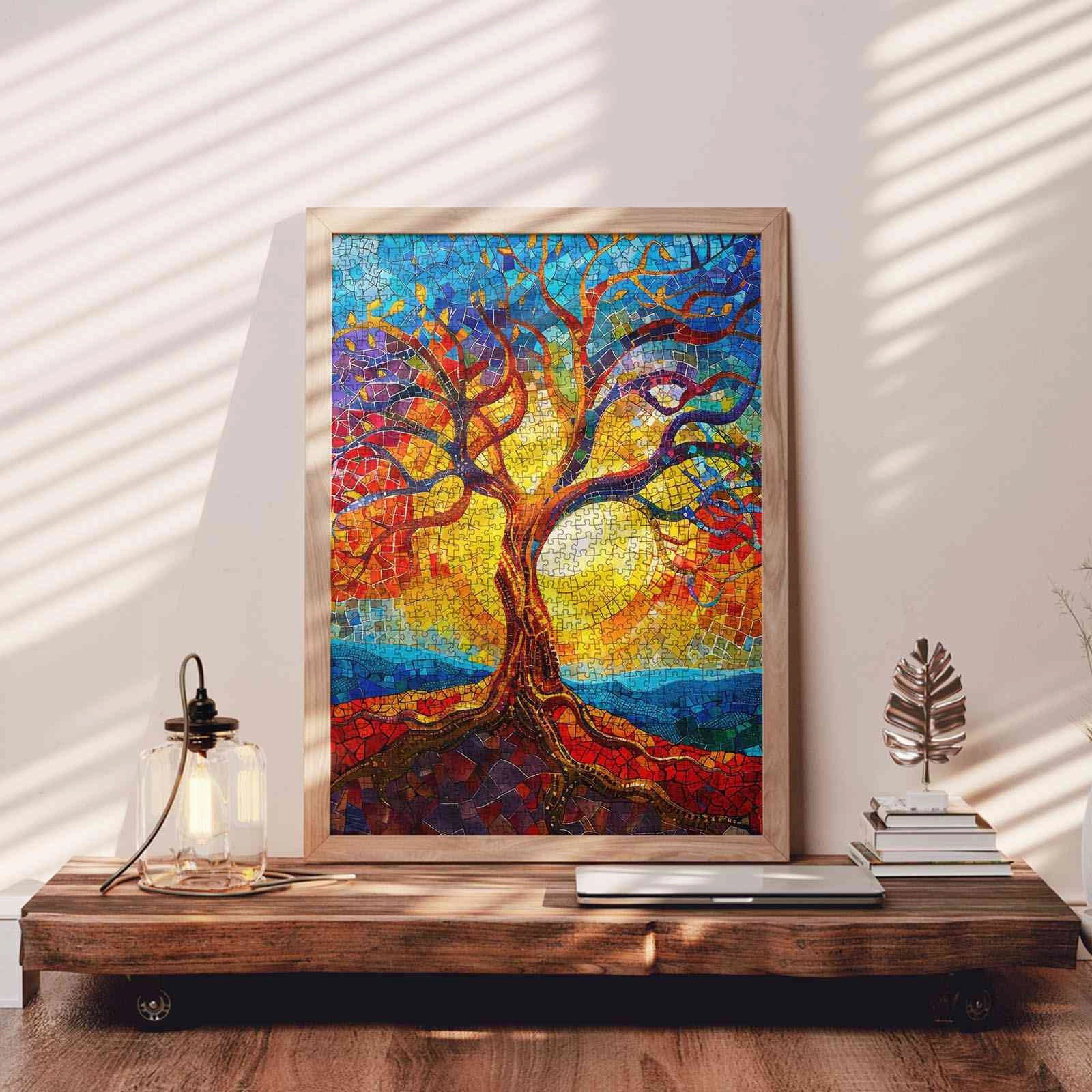 Colorful Tree Stained Glass Jigsaw Puzzle
