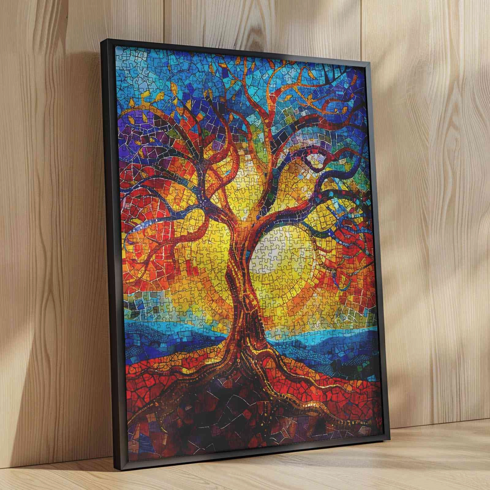 Colorful Tree Stained Glass Jigsaw Puzzle