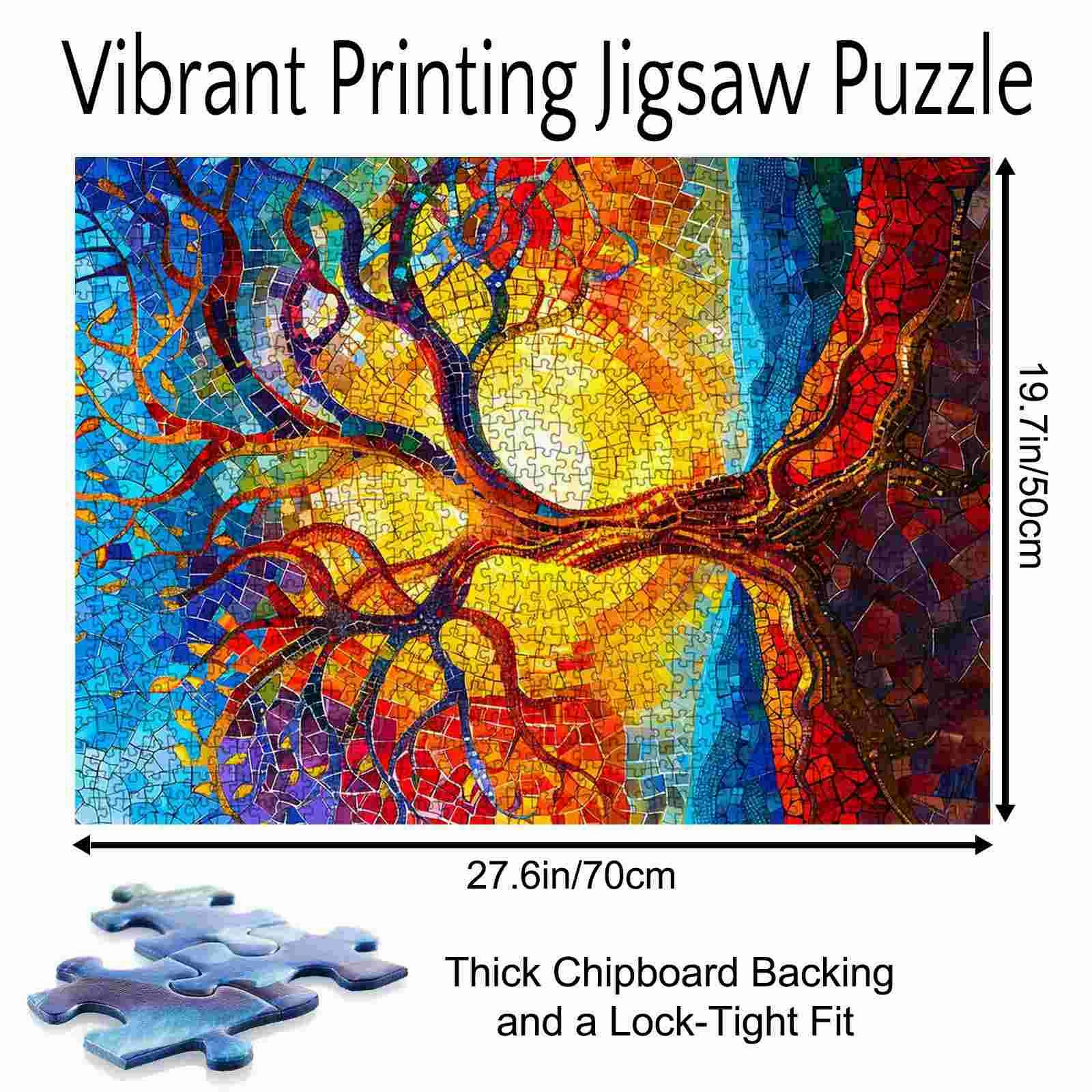 Colorful Tree Stained Glass Jigsaw Puzzle