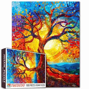 Colorful Tree Stained Glass Jigsaw Puzzle