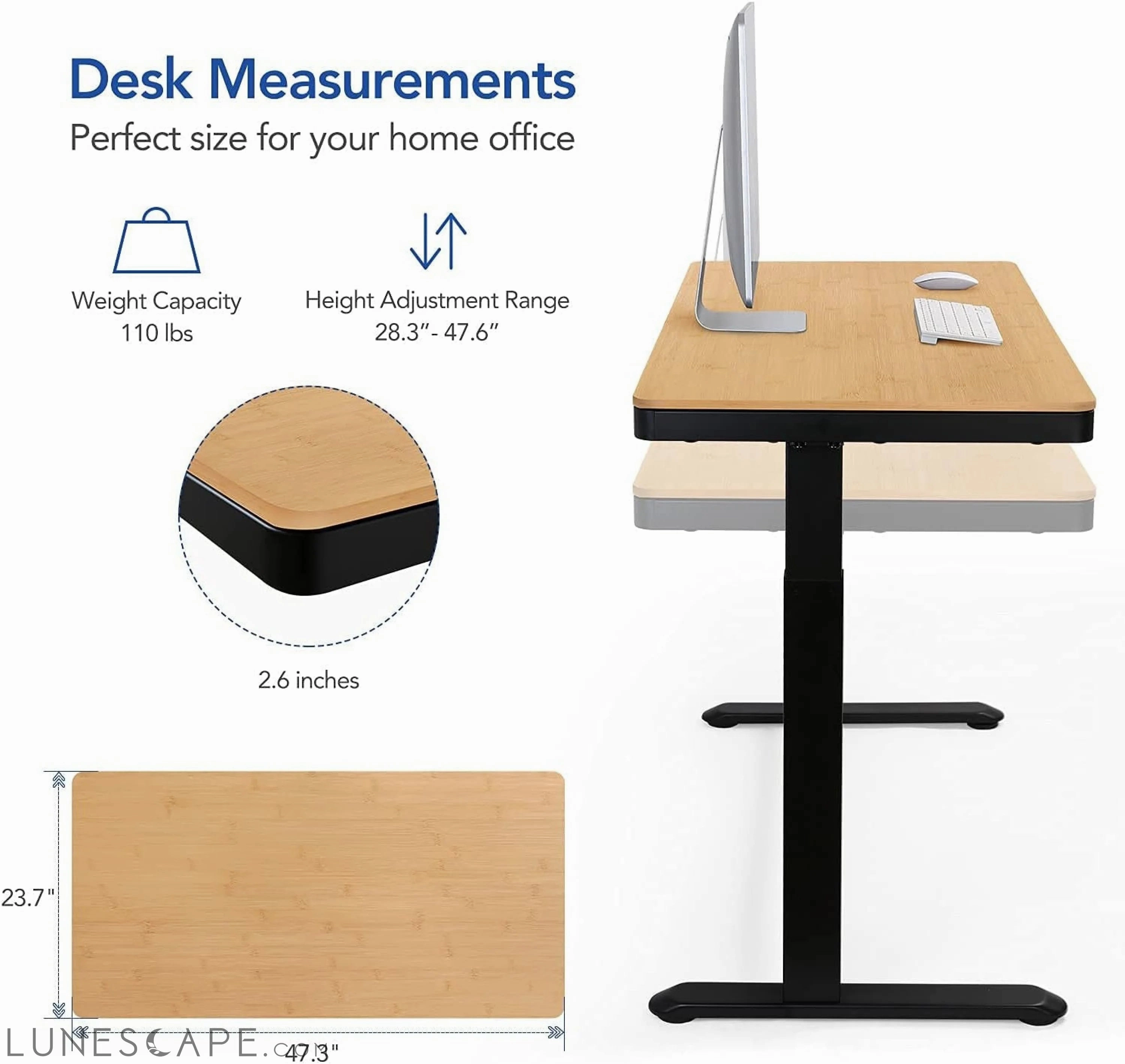 Comhar Electric Standing Desk with Drawer Desktop & Adjustable Frame