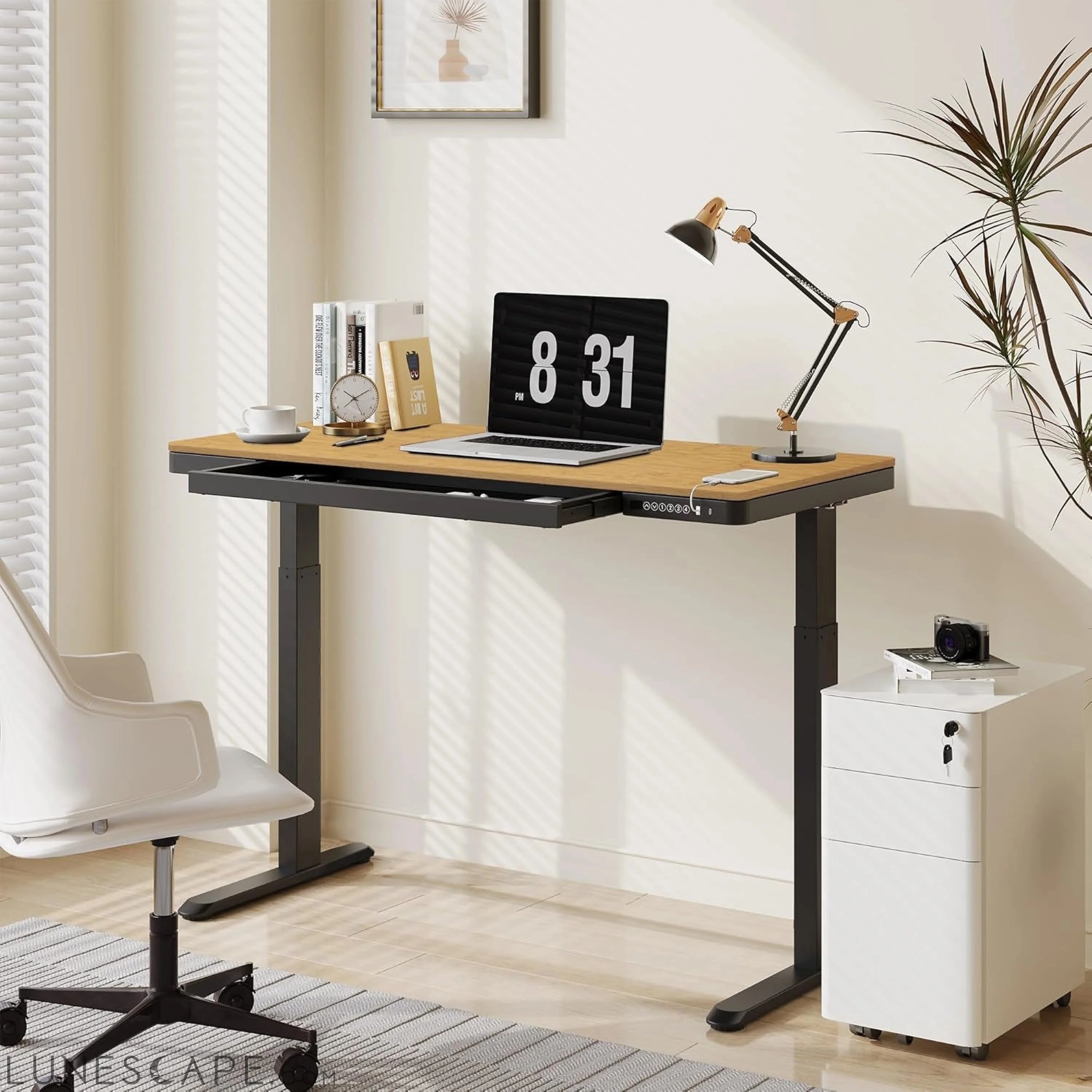 Comhar Electric Standing Desk with Drawer Desktop & Adjustable Frame